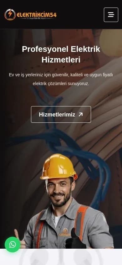 Elektrikçim 54 – Ana sayfa – mobil görünüm