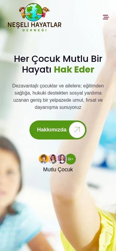 Neşeli Hayatlar Derneği – Ana sayfa – mobil görünüm