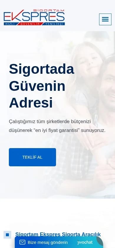 Sigortam Ekspres – Ana sayfa – mobil görünüm