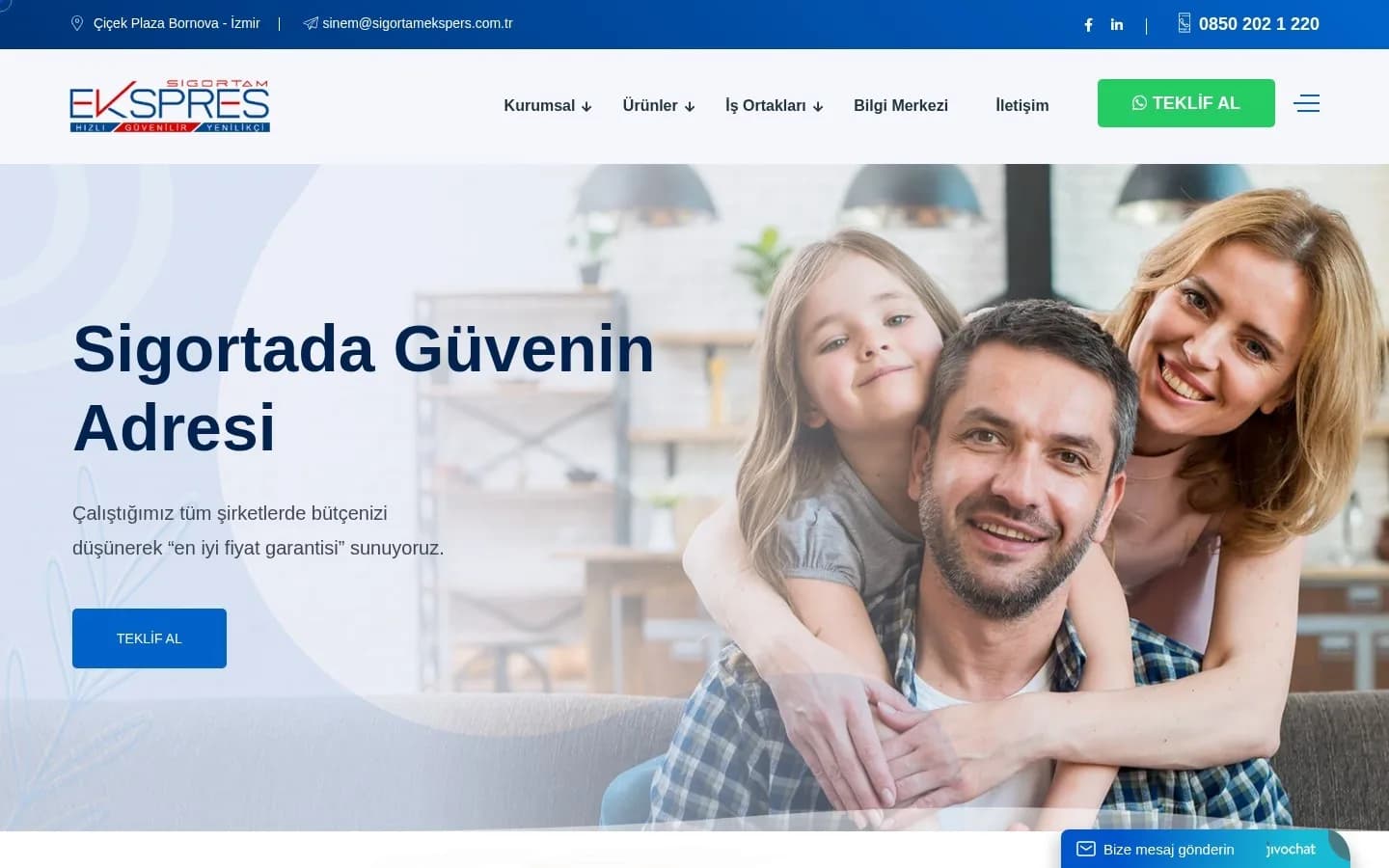 Sigortam Ekspres – Ana sayfa – masaüstü görünüm