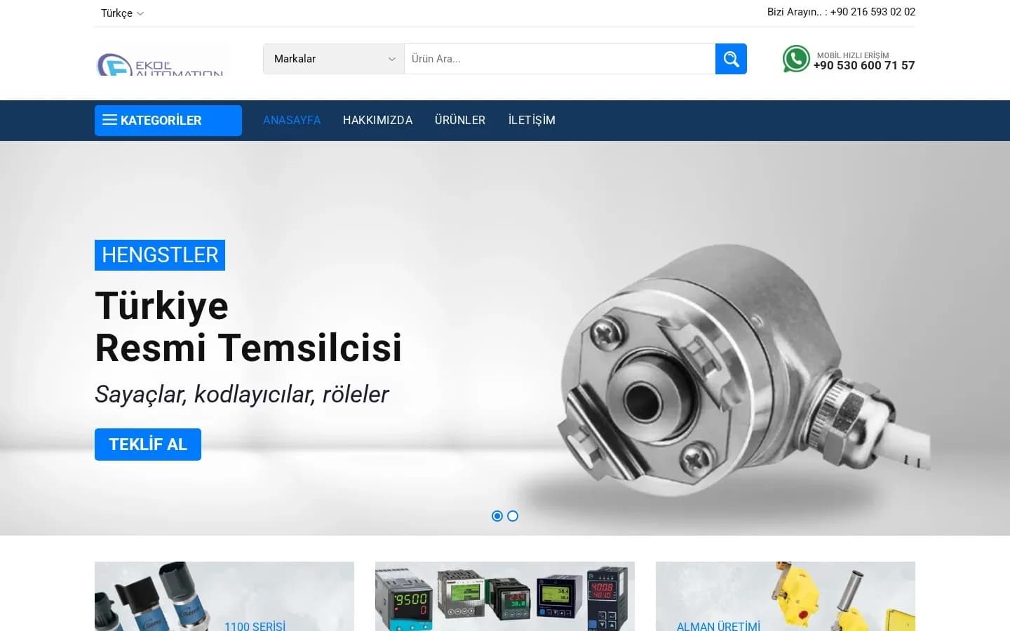 Ekol Otomasyon – Ana sayfa – masaüstü görünüm