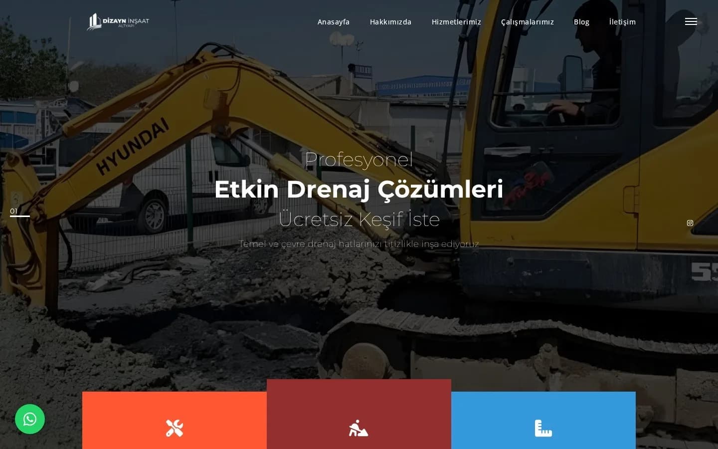 Dizayn İnşaat ve Altyapı – Ana sayfa – masaüstü görünüm
