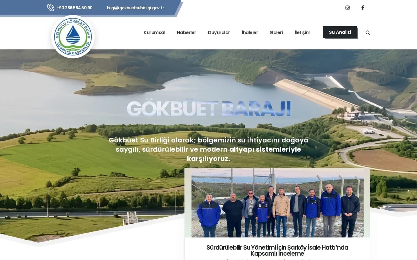 Gökbüet Su Birliği – Ana sayfa – masaüstü görünüm