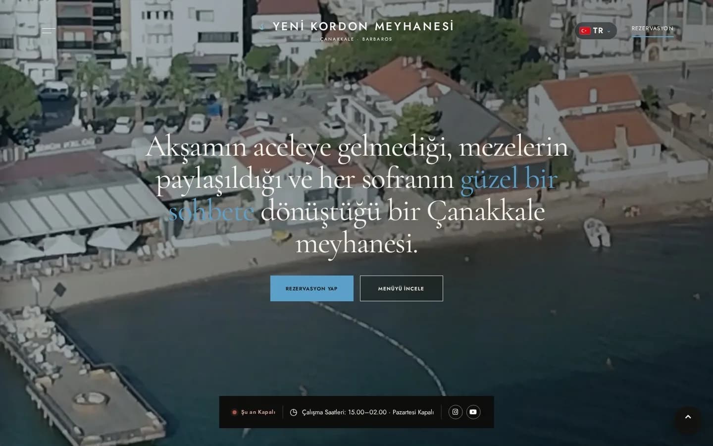 Yeni Kordon Meyhanesi – Ana sayfa – masaüstü görünüm