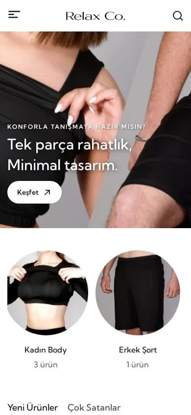 Relax Co. – Ana sayfa – mobil görünüm