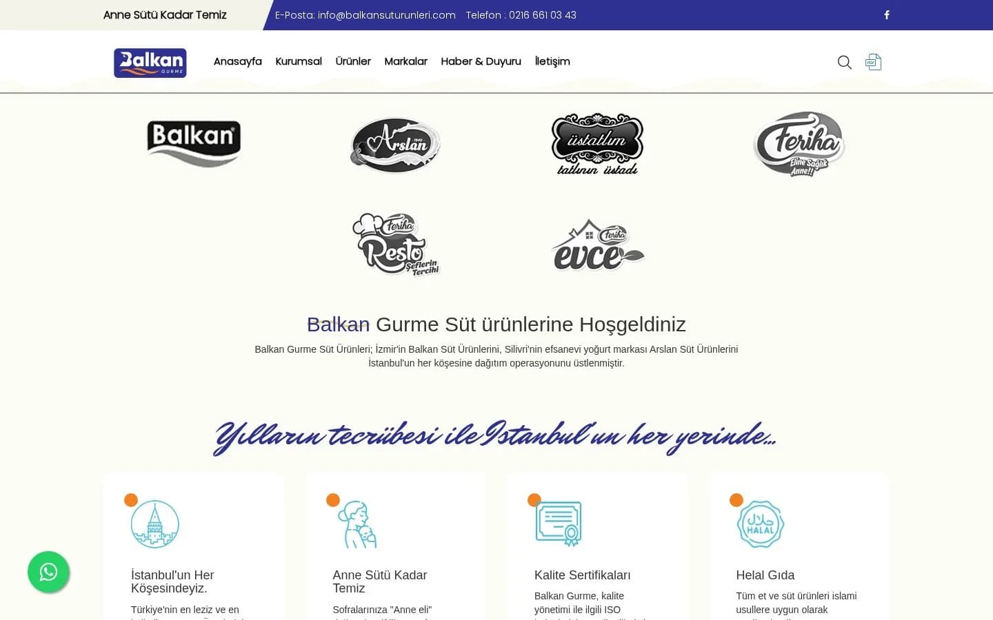 Balkan Gurme Süt Ürünleri – Ana sayfa – masaüstü görünüm