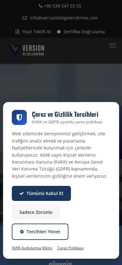Version Belgelendirme – Ana sayfa – mobil görünüm