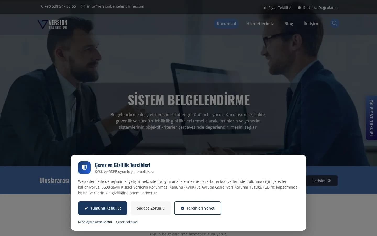Version Belgelendirme – Ana sayfa – masaüstü görünüm