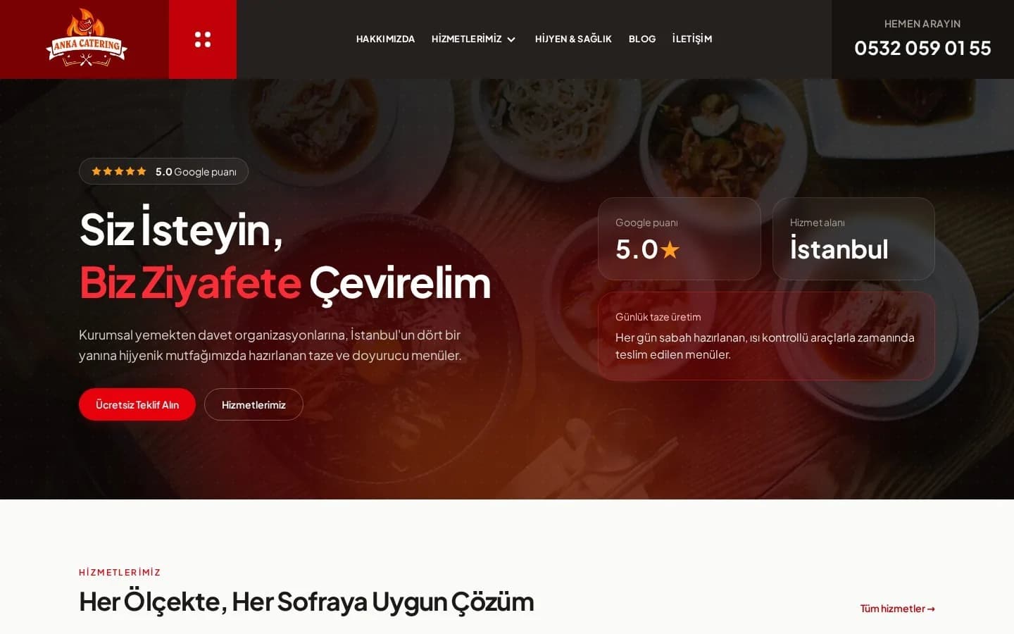 Anka Catering – Ana sayfa – masaüstü görünüm