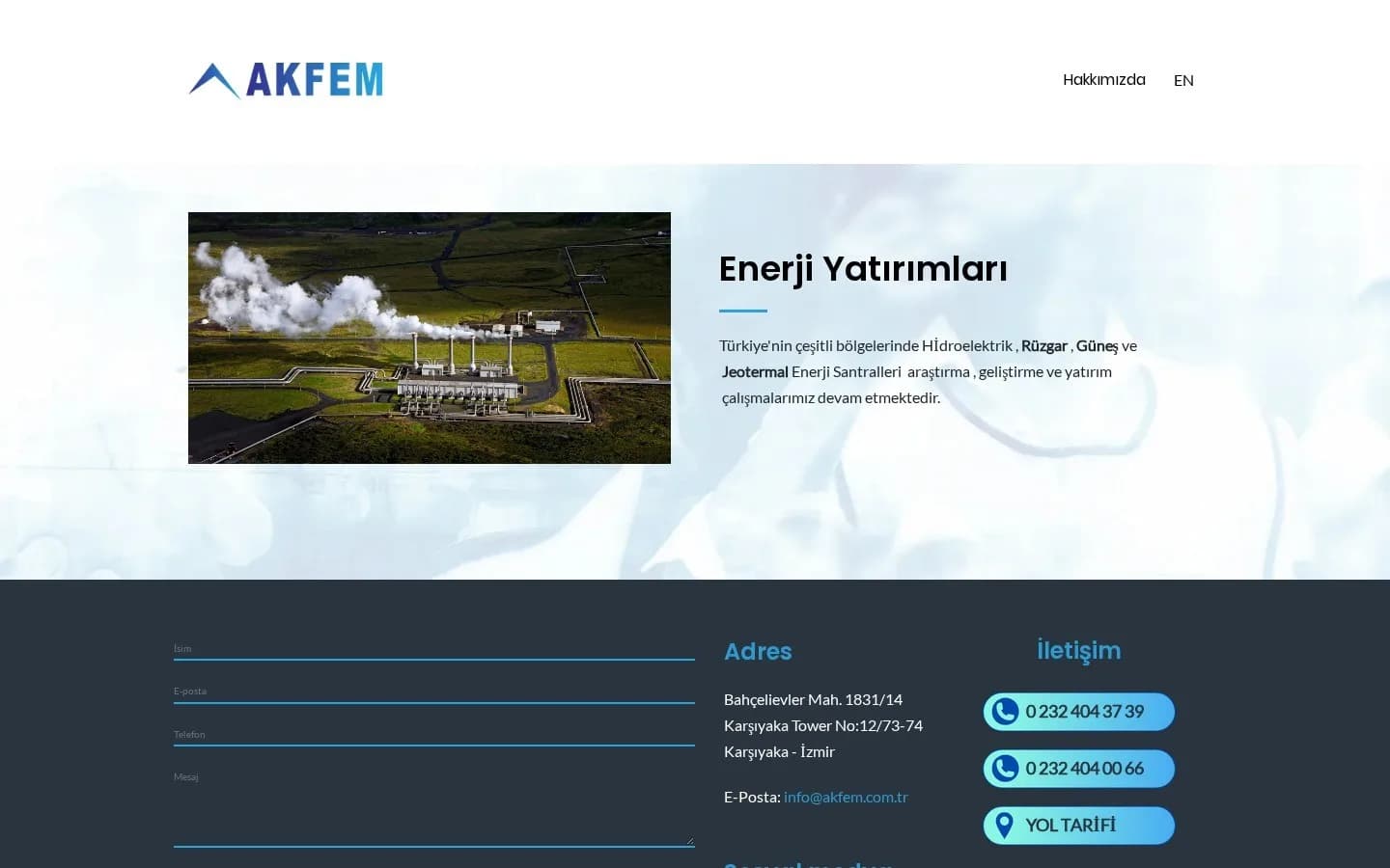 AKFEM Sanayi İnşaat ve Ticaret A.Ş │ – Ana sayfa – masaüstü görünüm