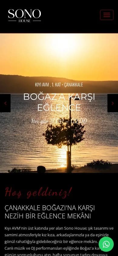 Sono Bar House – Ana sayfa – mobil görünüm