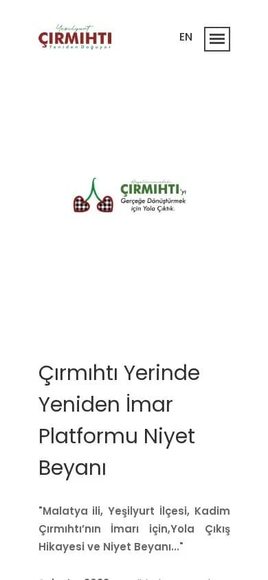 Çırmıhtı Yerinde Yeniden İmar Platformu – Ana sayfa – mobil görünüm