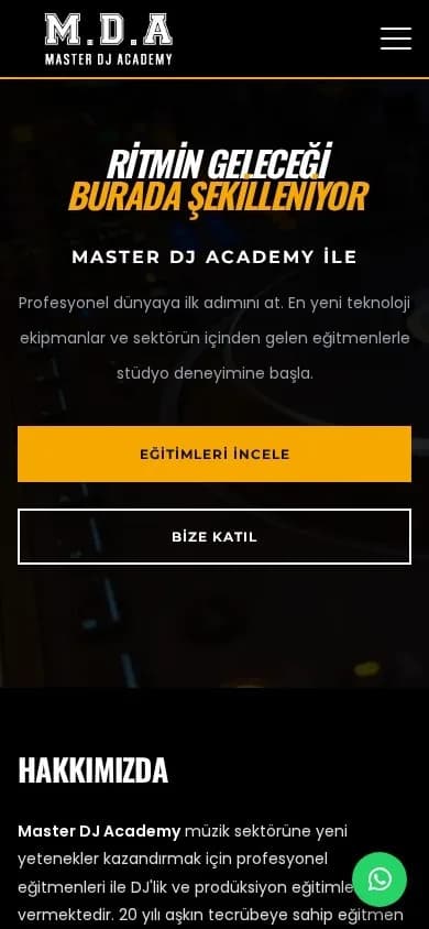Master DJ Academy – Ana sayfa – mobil görünüm