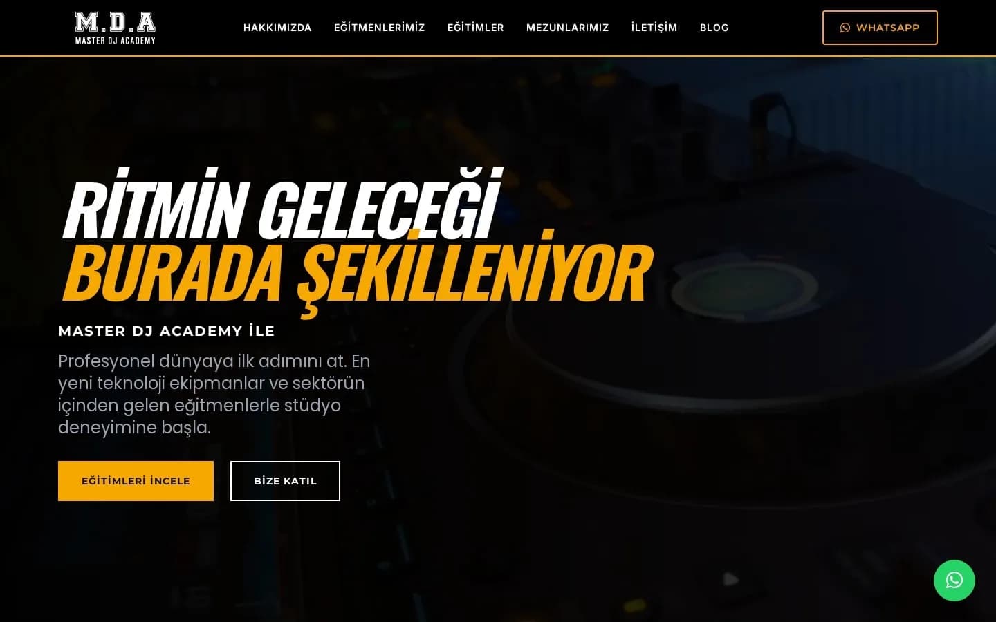Master DJ Academy – Ana sayfa – masaüstü görünüm