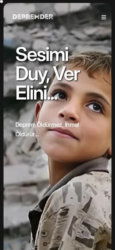 DEPREMDER – Ana sayfa – mobil görünüm