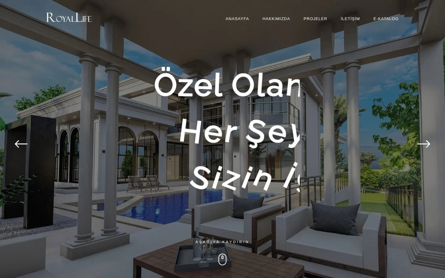 RoyalLife – Ana sayfa – masaüstü görünüm
